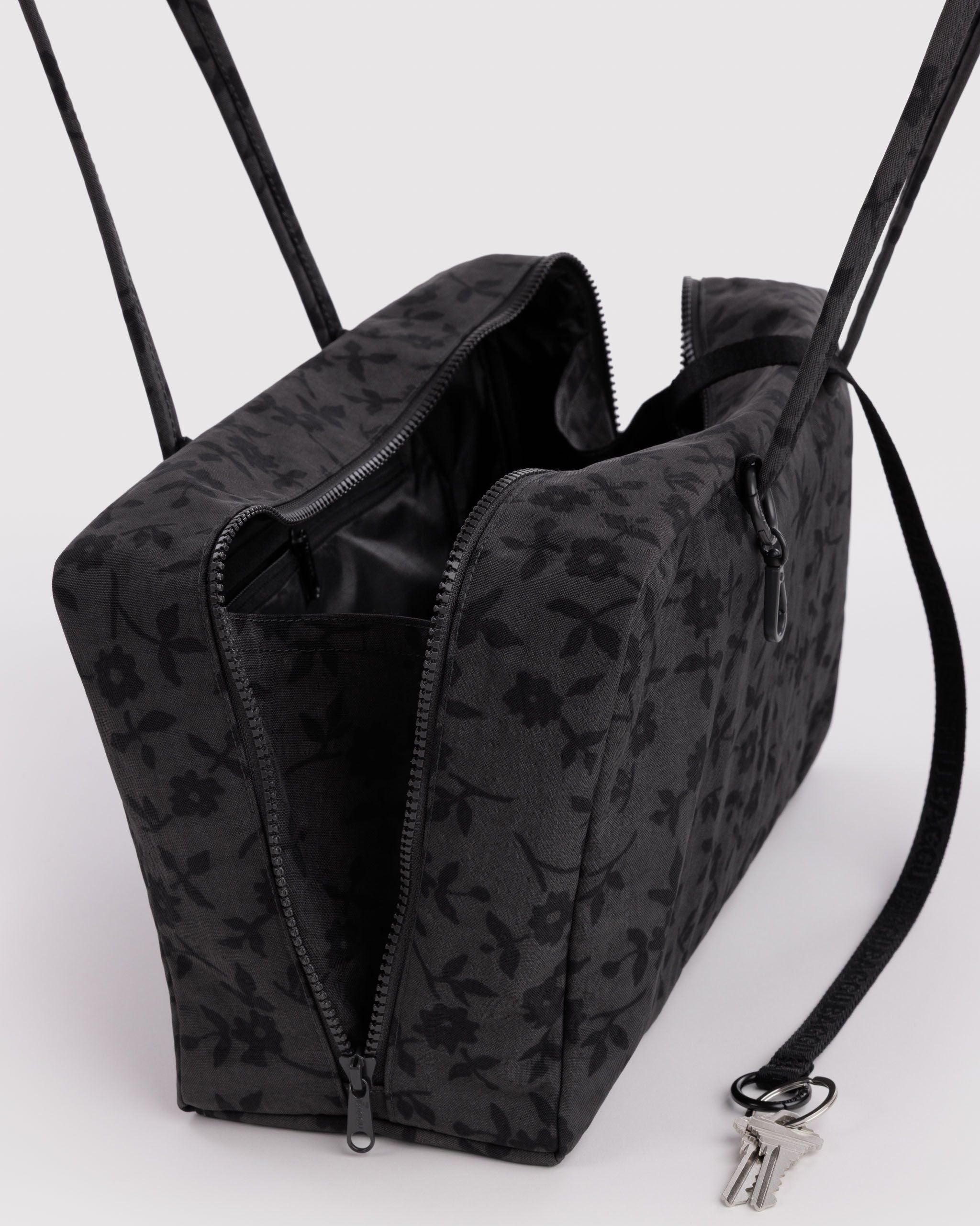 Medium Nylon Bowler Bag - Charcoal Ditsy Floral