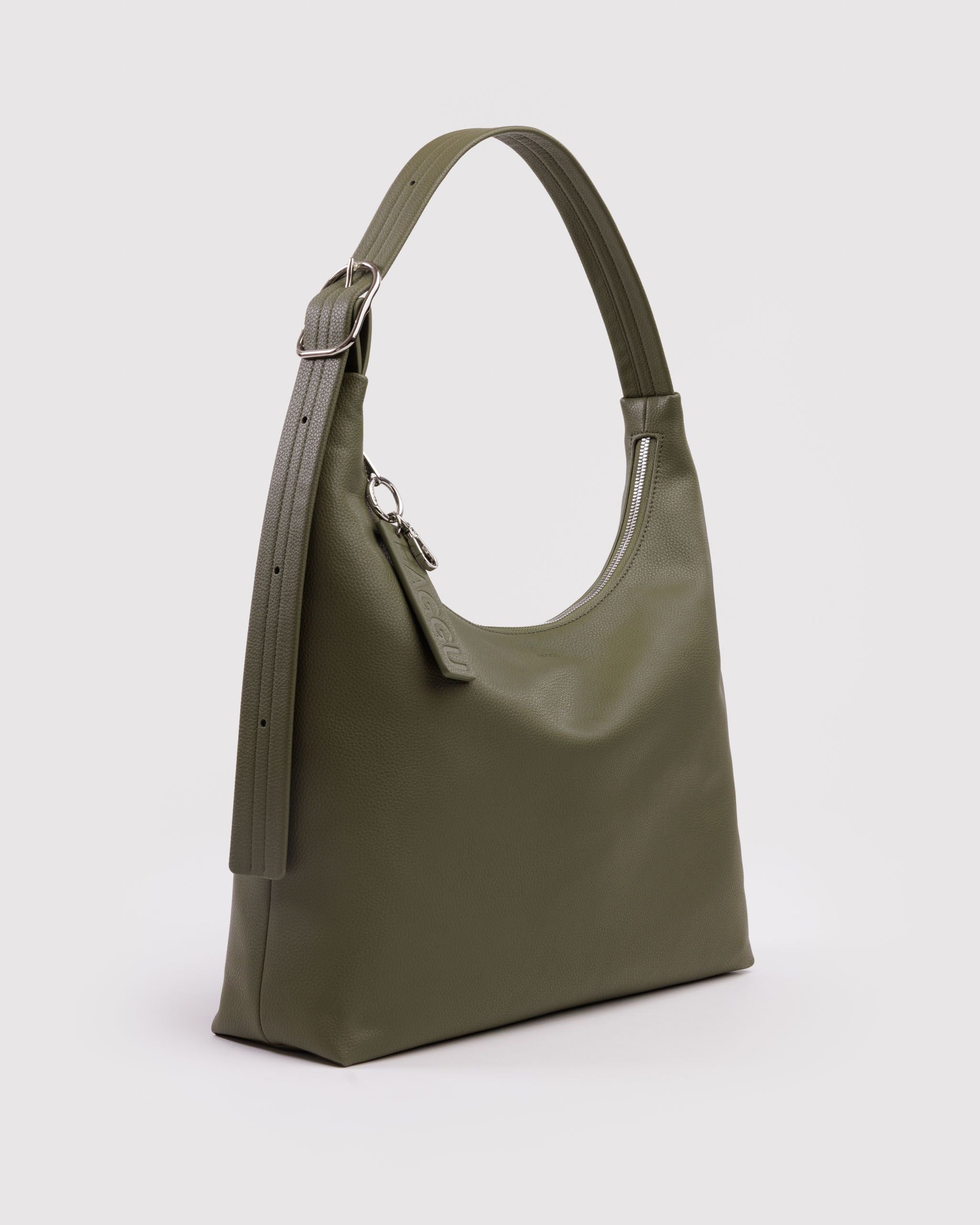 Recycled Leather Shoulder Bag - Loden
