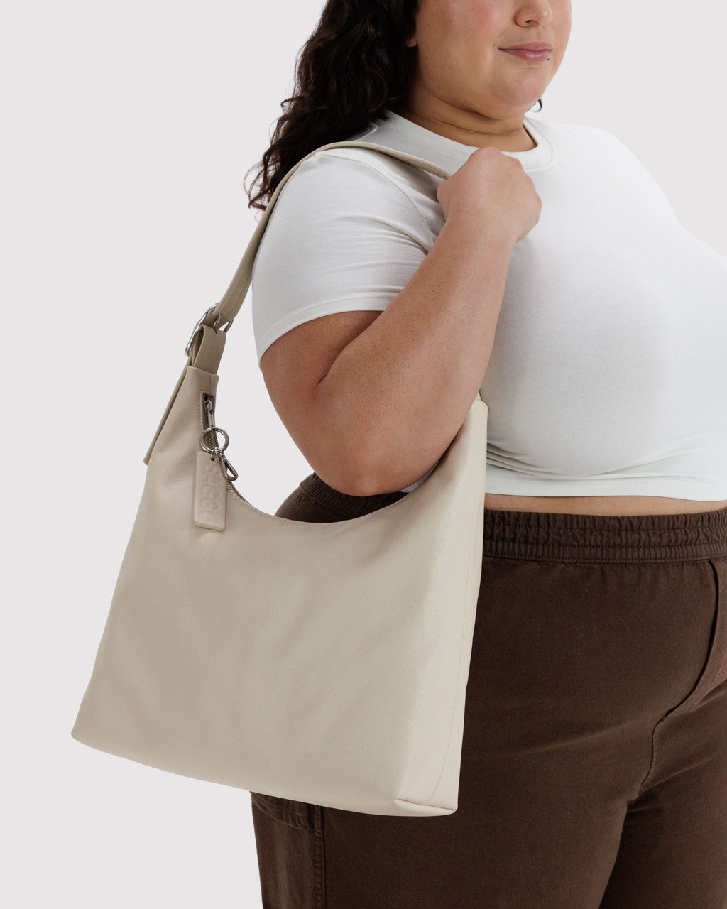 Recycled Leather Shoulder Bag - Stone