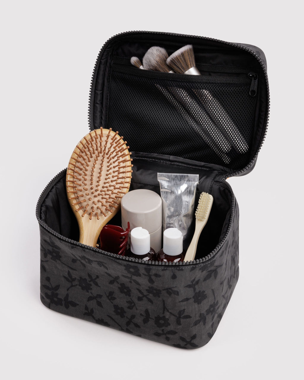 Large Cosmetic Case - Charcoal Ditsy Floral