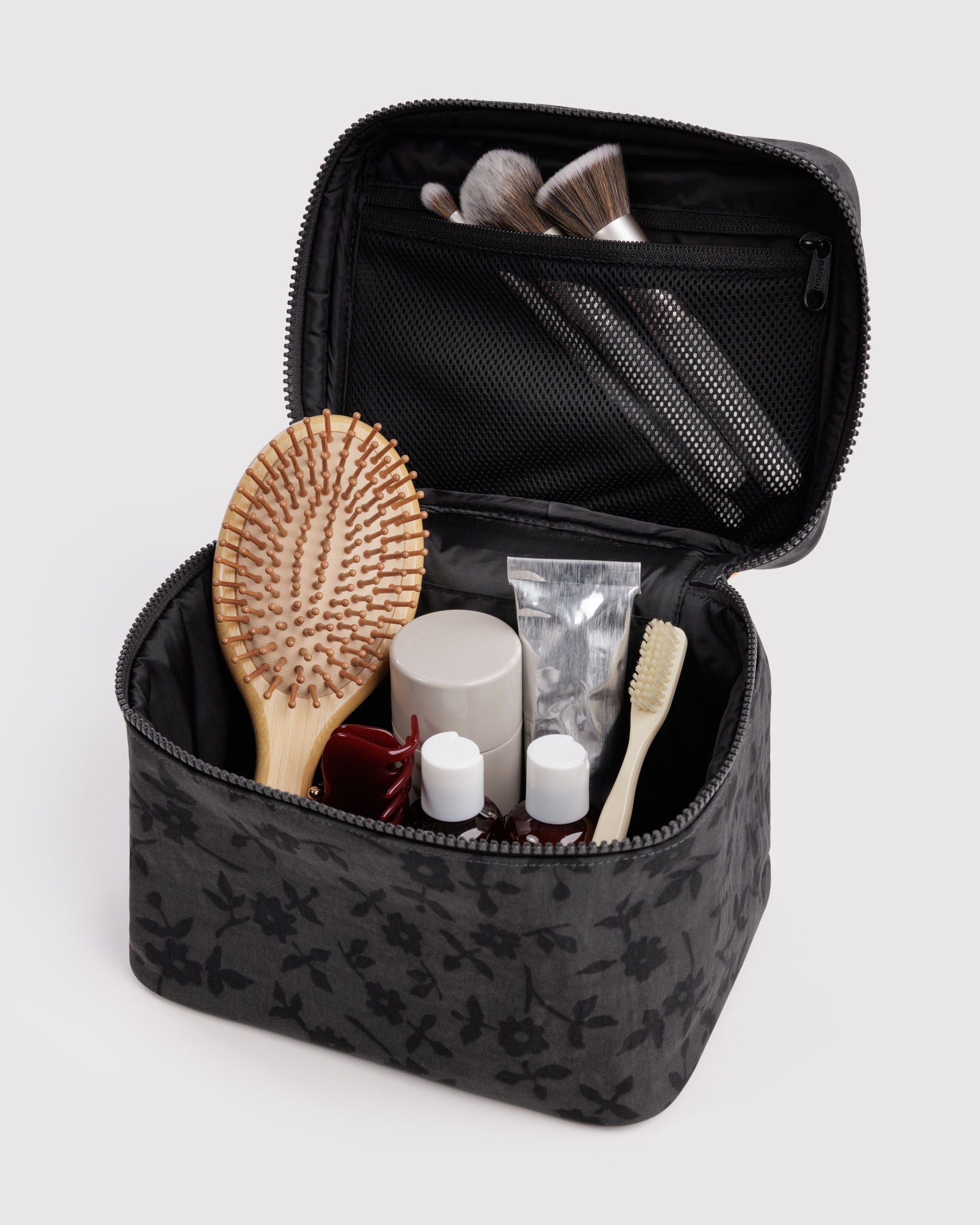Large Cosmetic Case - Charcoal Ditsy Floral