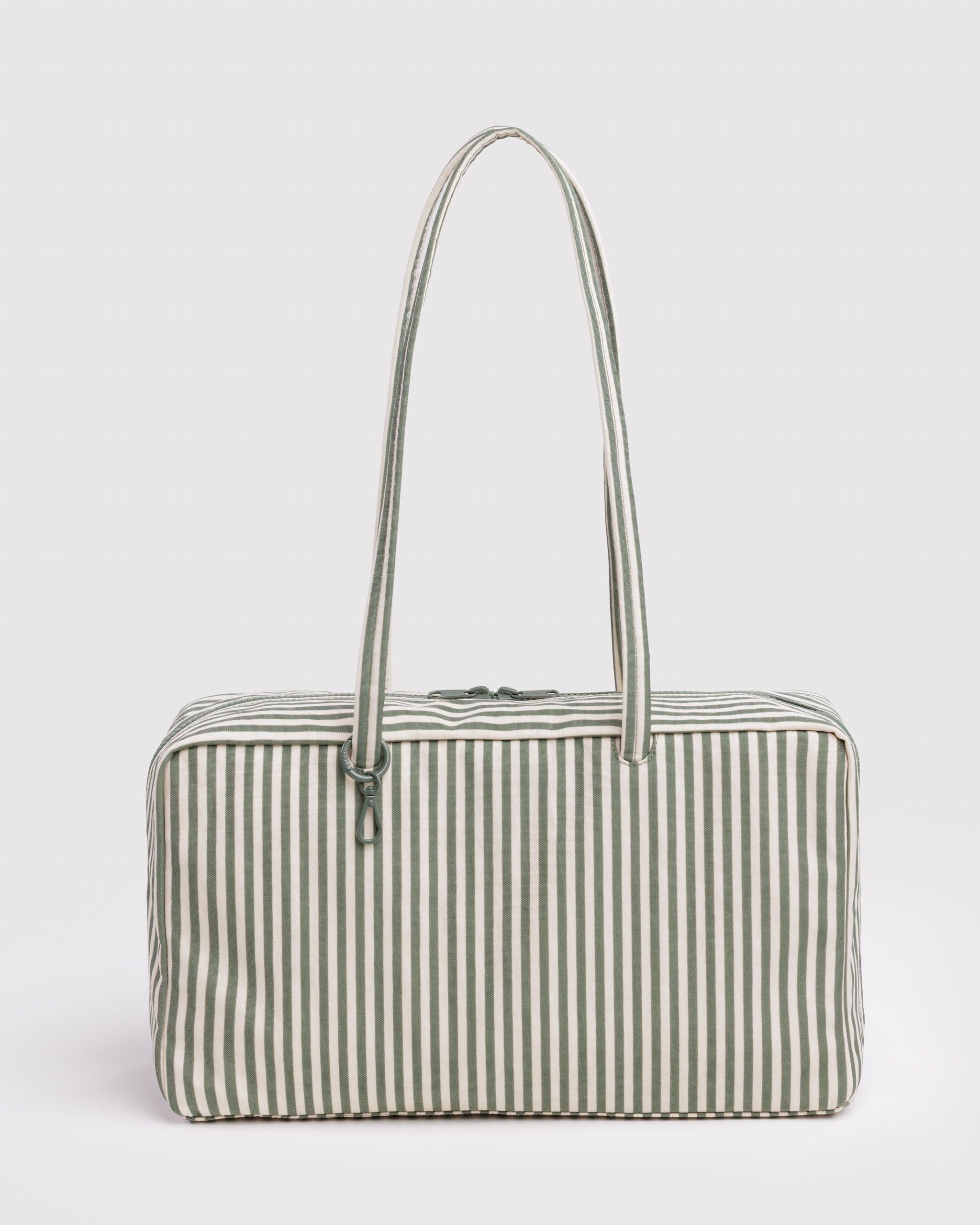 Medium Nylon Bowler Bag - Sage Stripe