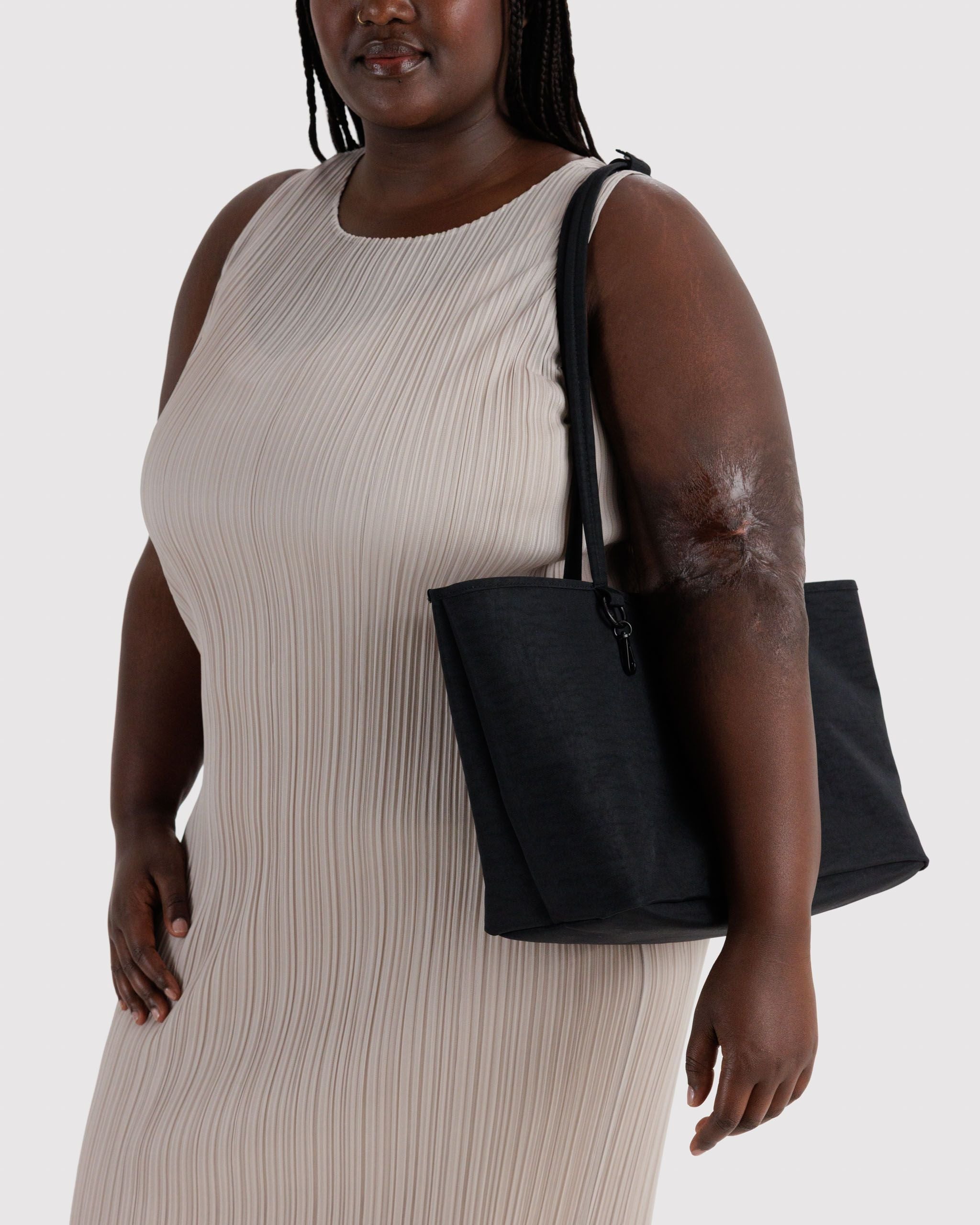 Medium Nylon Reversible Tote - Black Mix