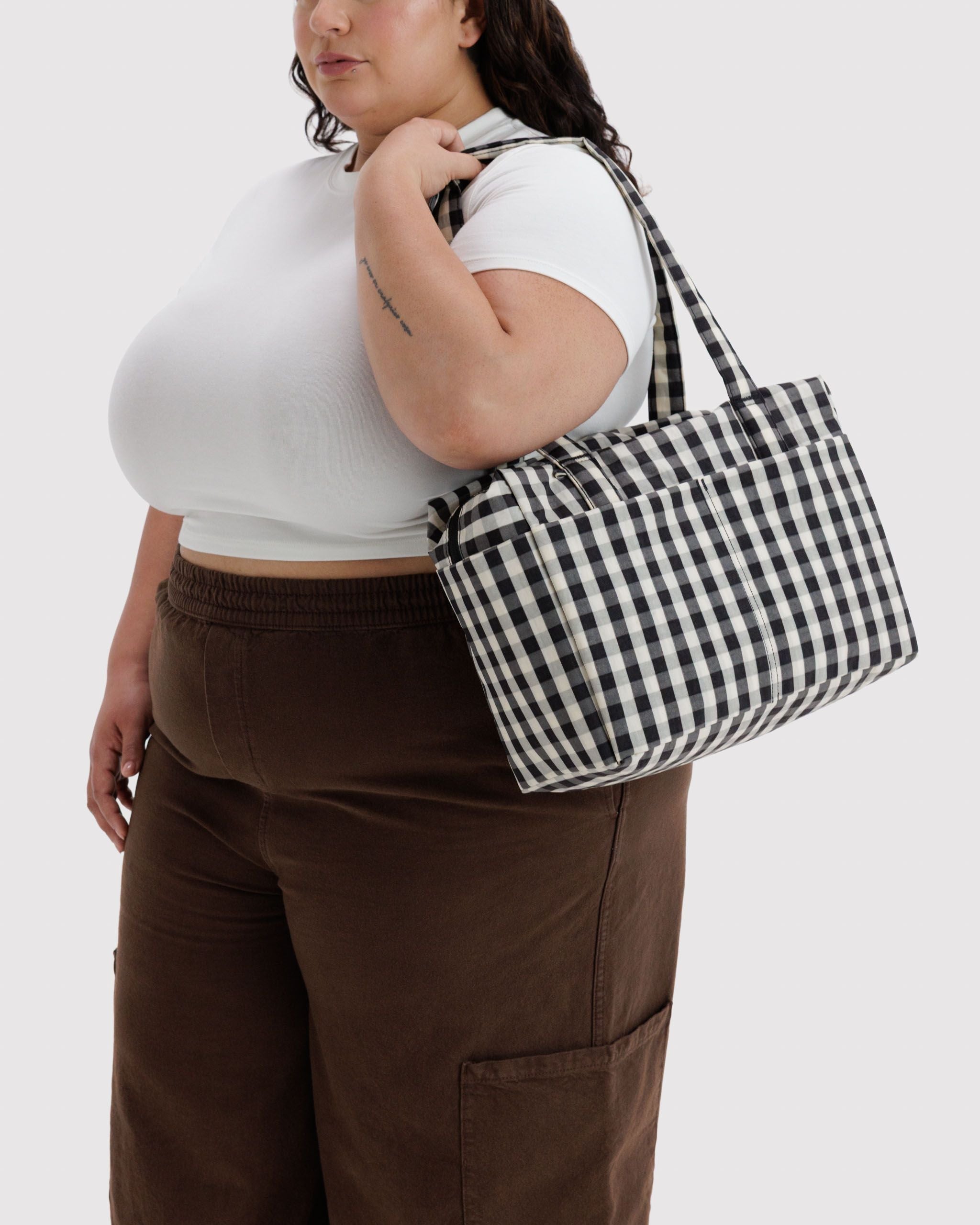 Everyday Cloud Bag - Black and Cream Gingham
