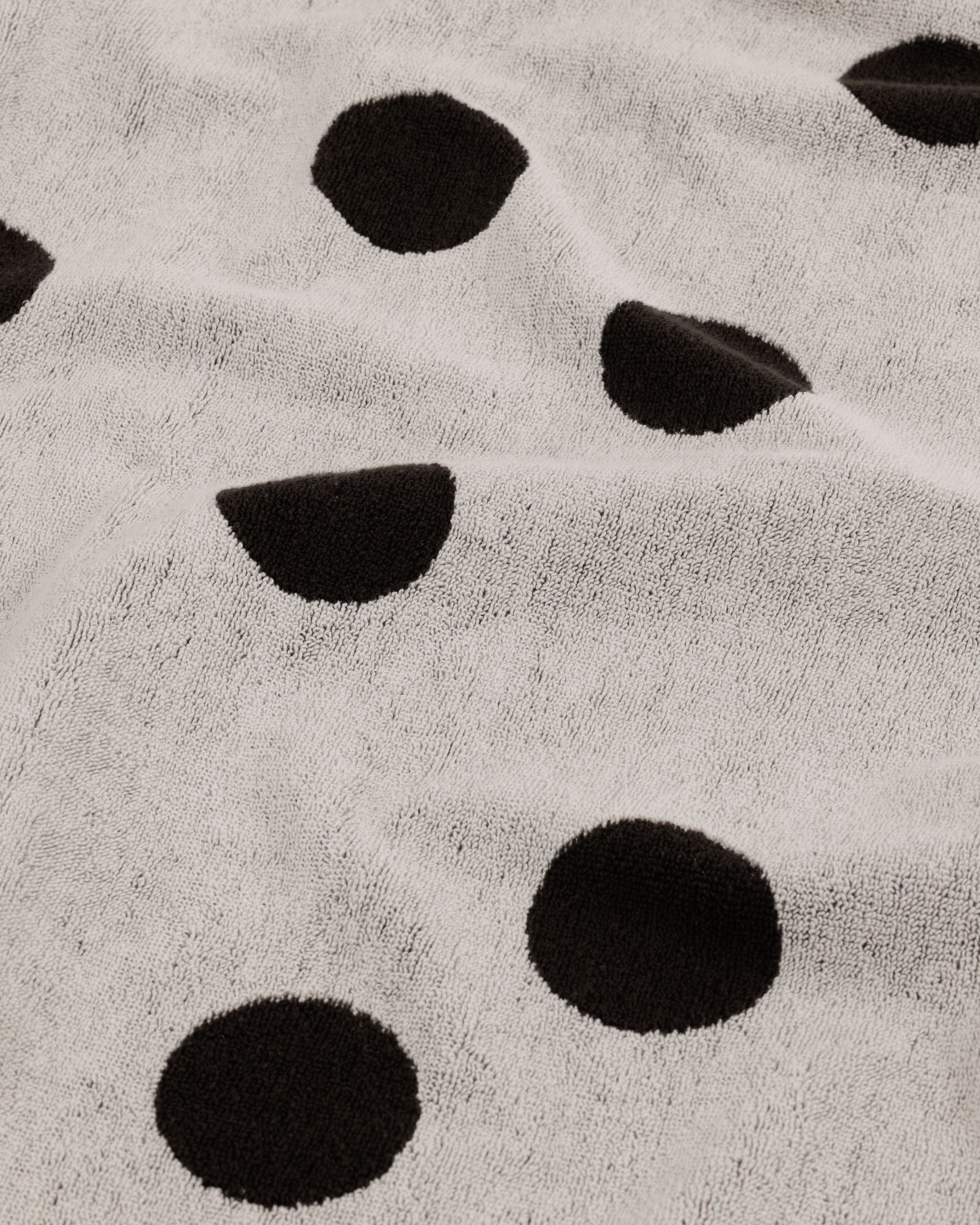 Bath Towel - Cream and Black Polka Dot