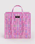 Large Nylon Market Bag - Market Plaid Pink