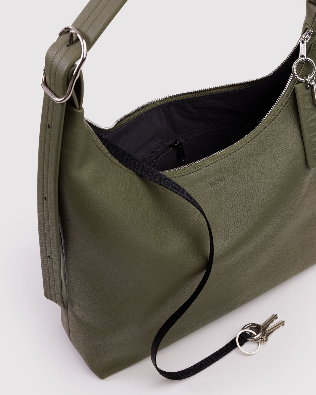 Recycled Leather Shoulder Bag - Loden
