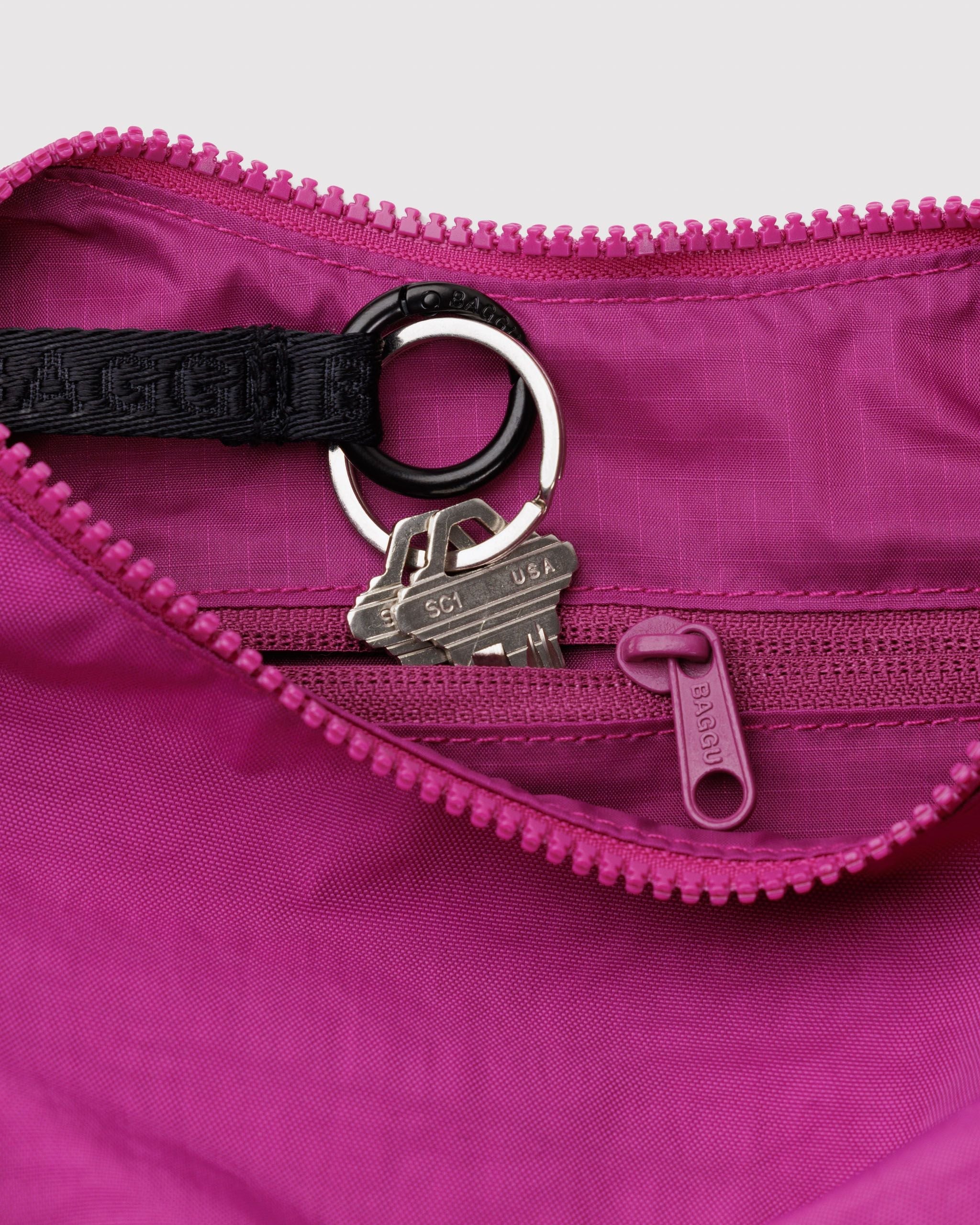 Small Nylon Crescent Bag - Deep Fuchsia
