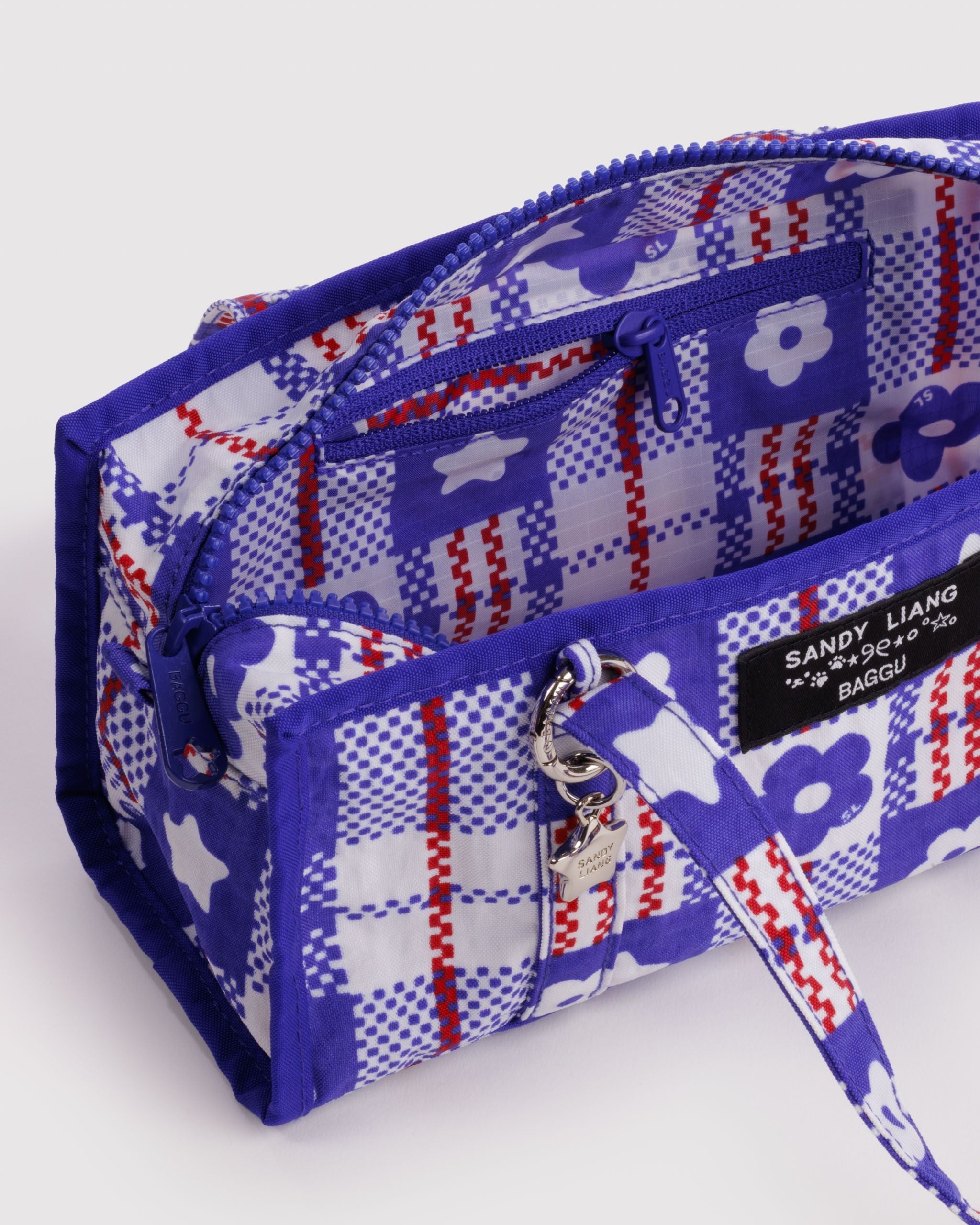 Mini Nylon Market Bag - Market Plaid Blue