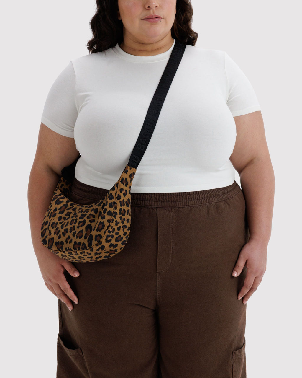 Small Nylon Crescent Bag - Leopard