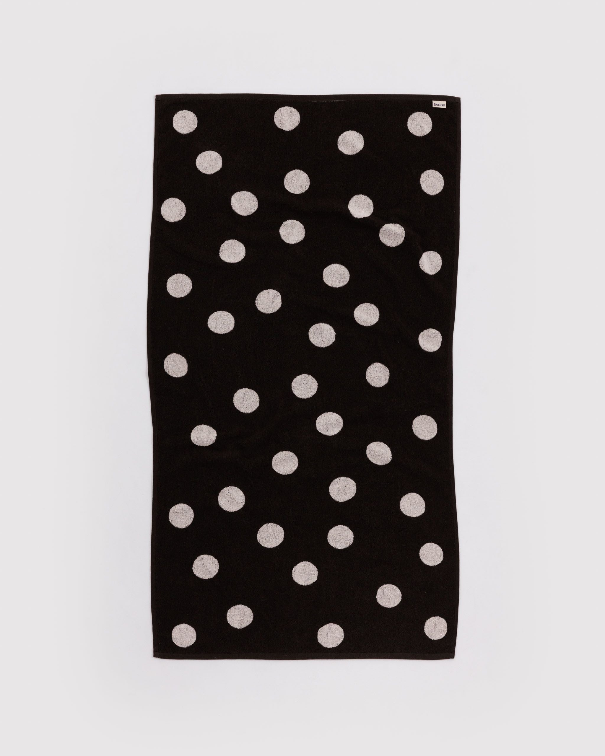 Bath Towel - Cream and Black Polka Dot