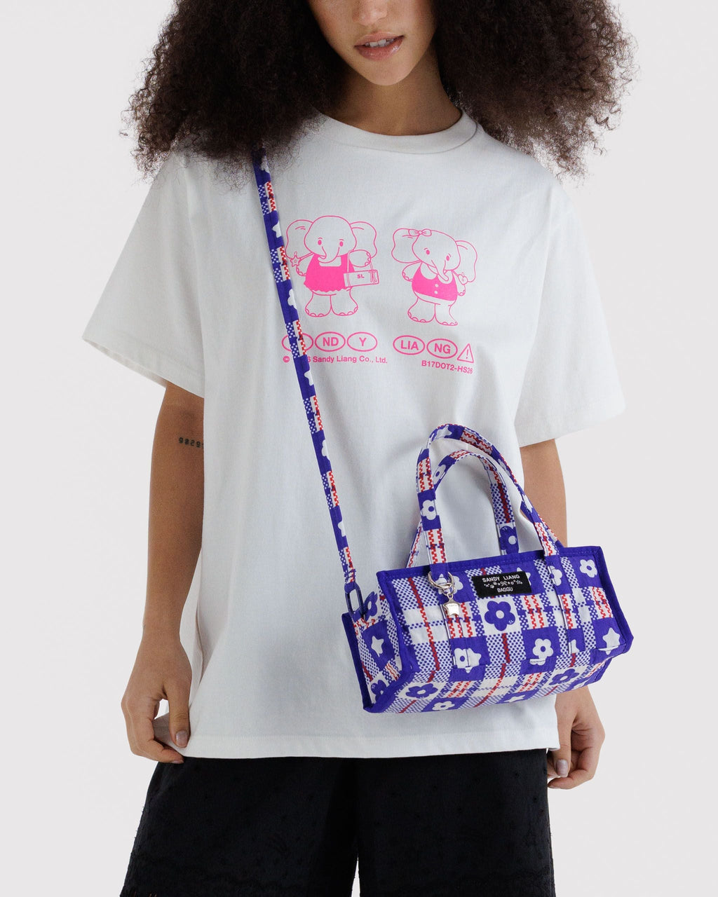 Mini Nylon Market Bag - Market Plaid Blue