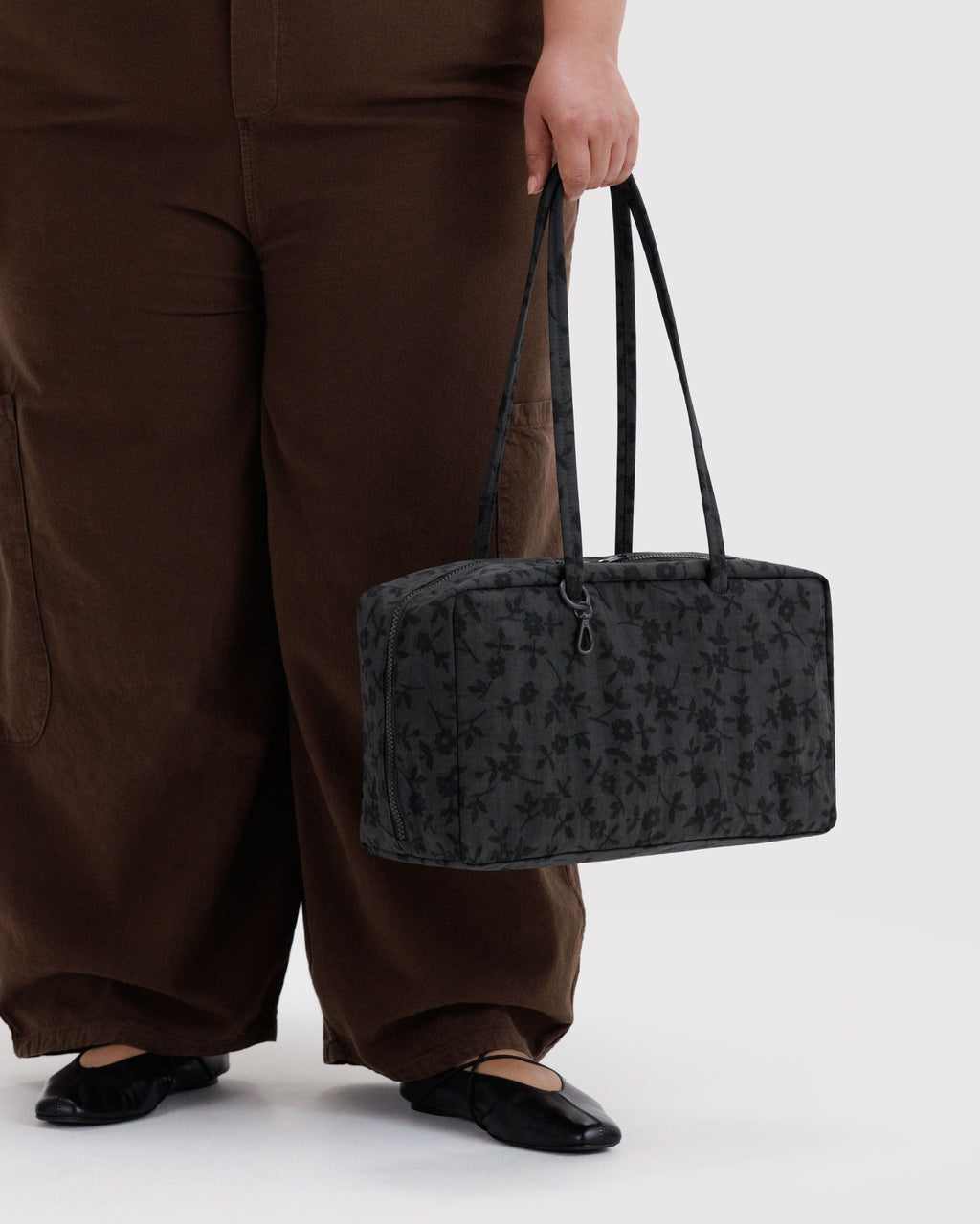 Medium Nylon Bowler Bag - Charcoal Ditsy Floral