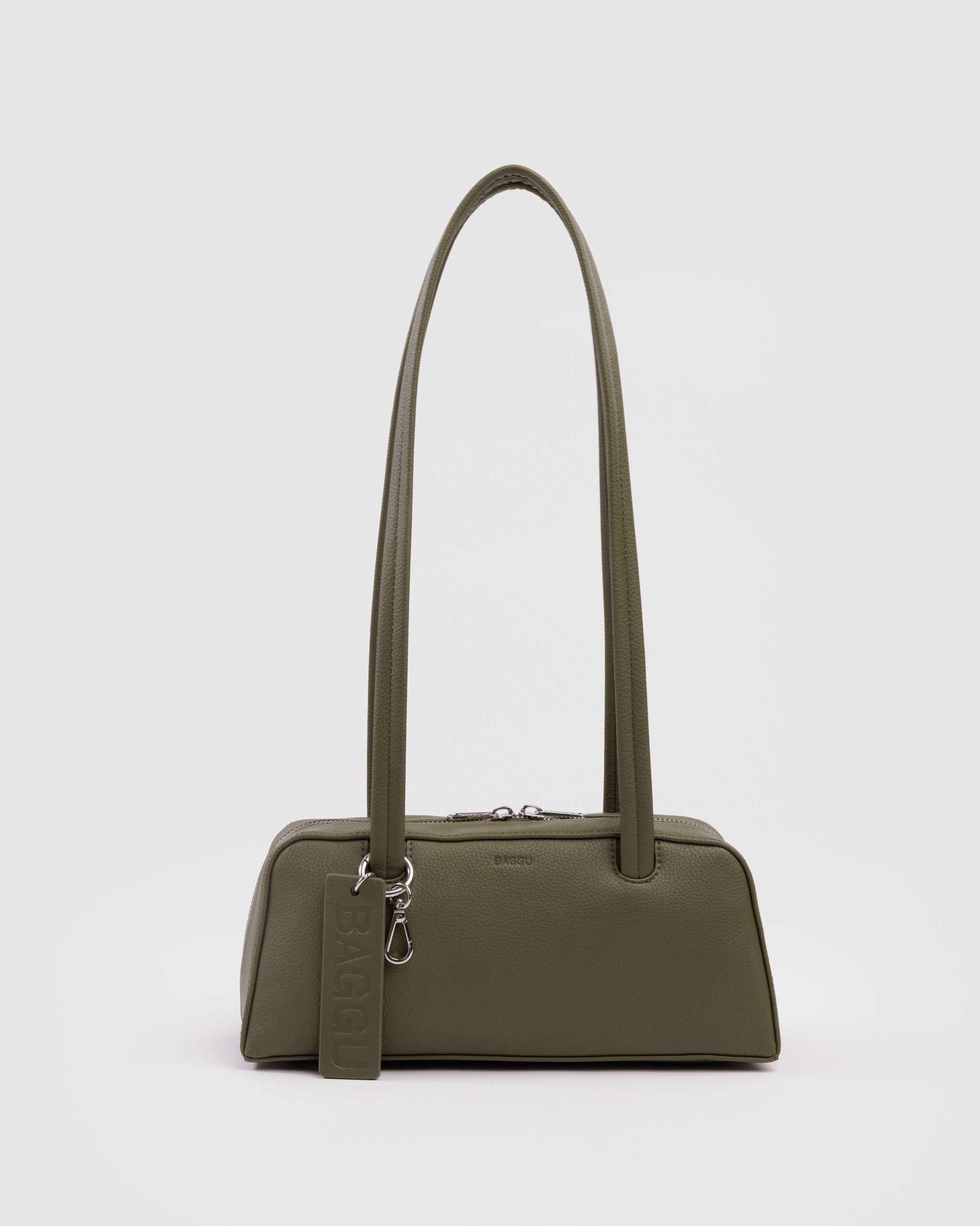 Small Recycled Leather Bowler Bag - Loden