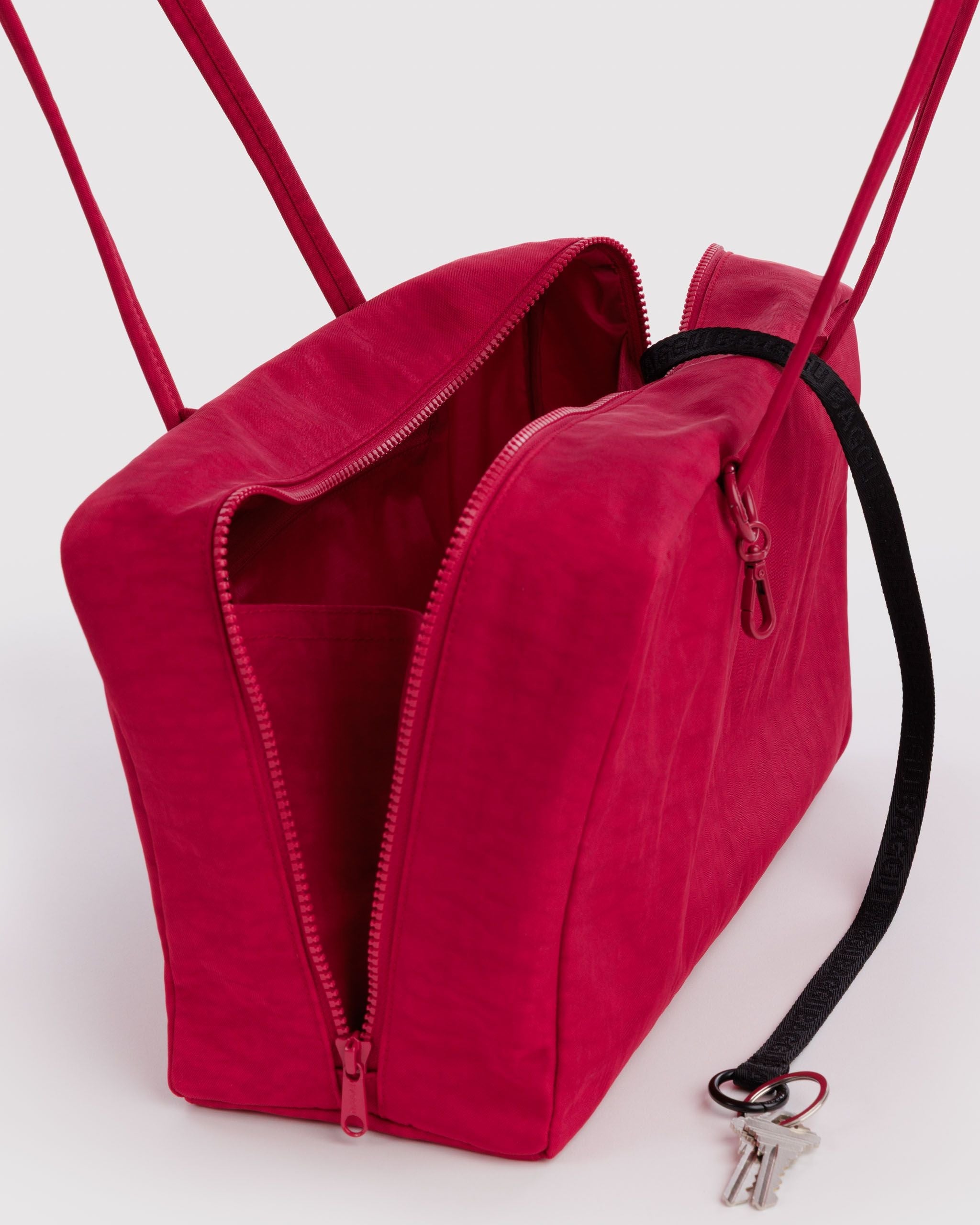 Medium Nylon Bowler Bag - Cherry