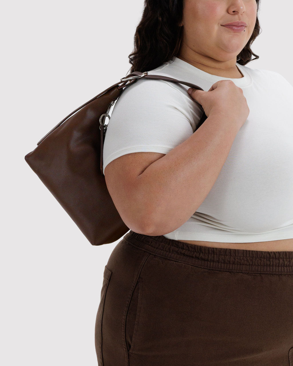 Mini Recycled Leather Shoulder Bag - Brown