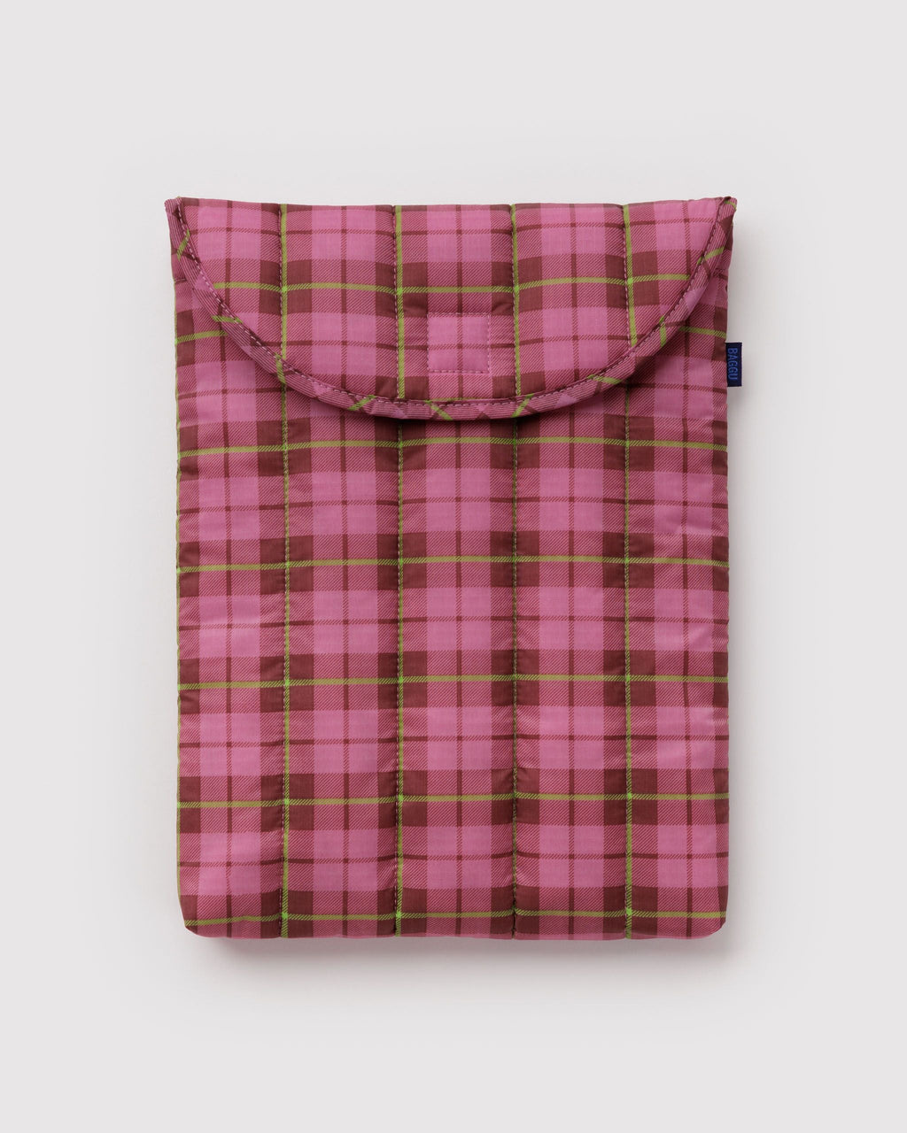 Puffy Laptop Sleeve 13"/14" - Azalea Pink Tartan