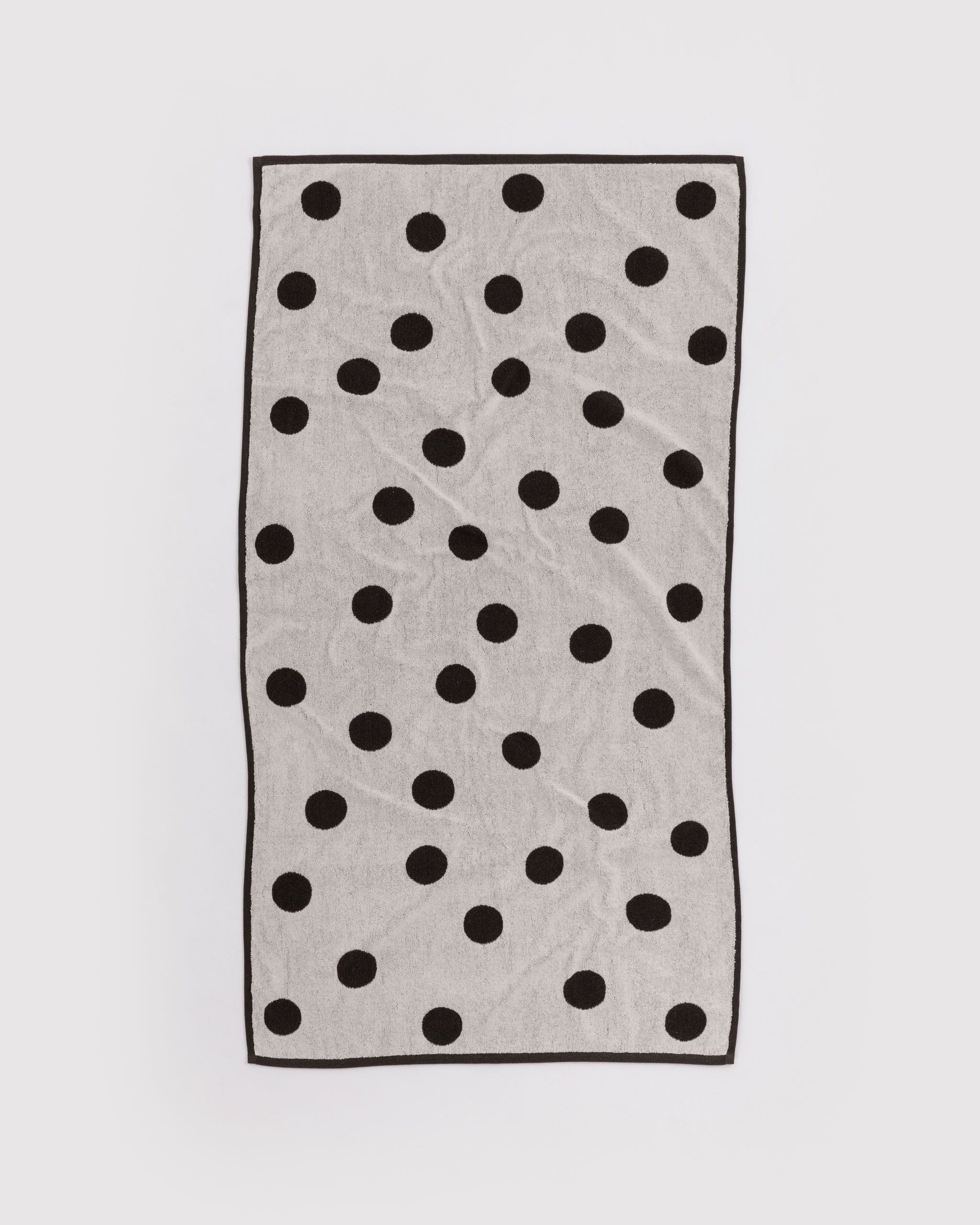 Bath Towel - Cream and Black Polka Dot