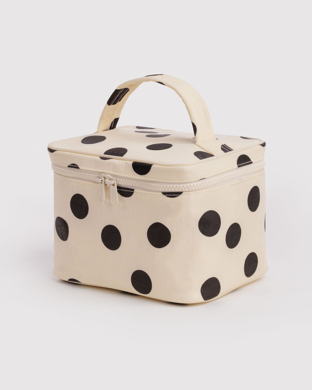 Large Cosmetic Case - Cream and Black Polka Dot