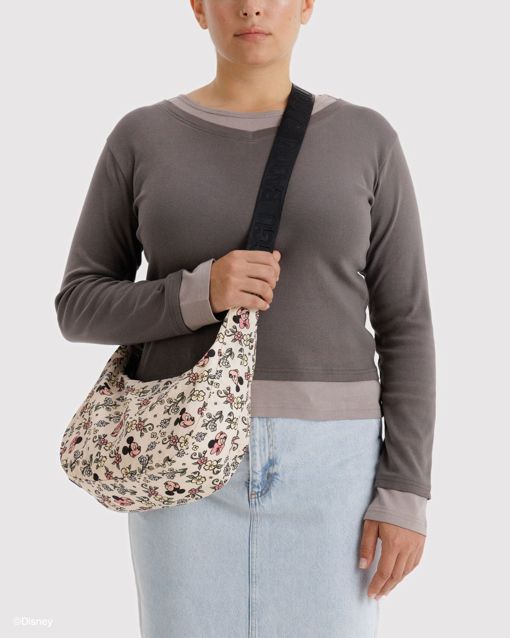 Medium Nylon Crescent Bag - Storybook Floral