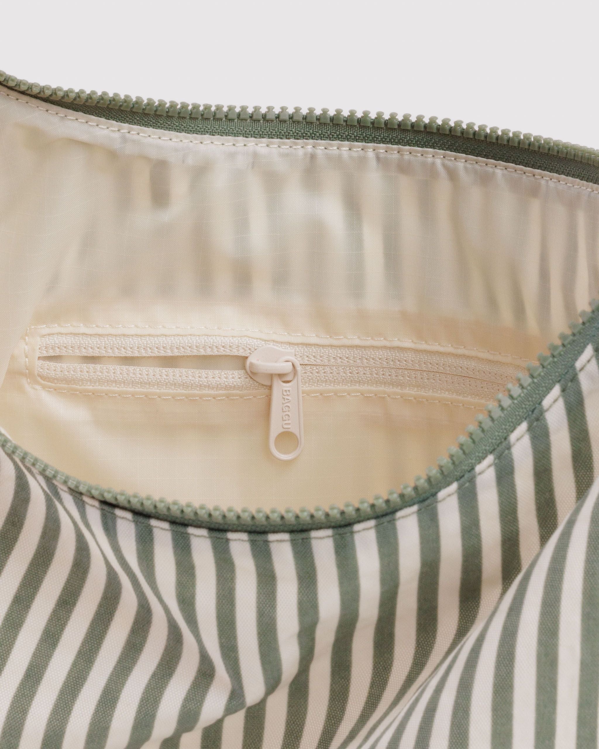 Nylon Shoulder Bag - Sage Stripe