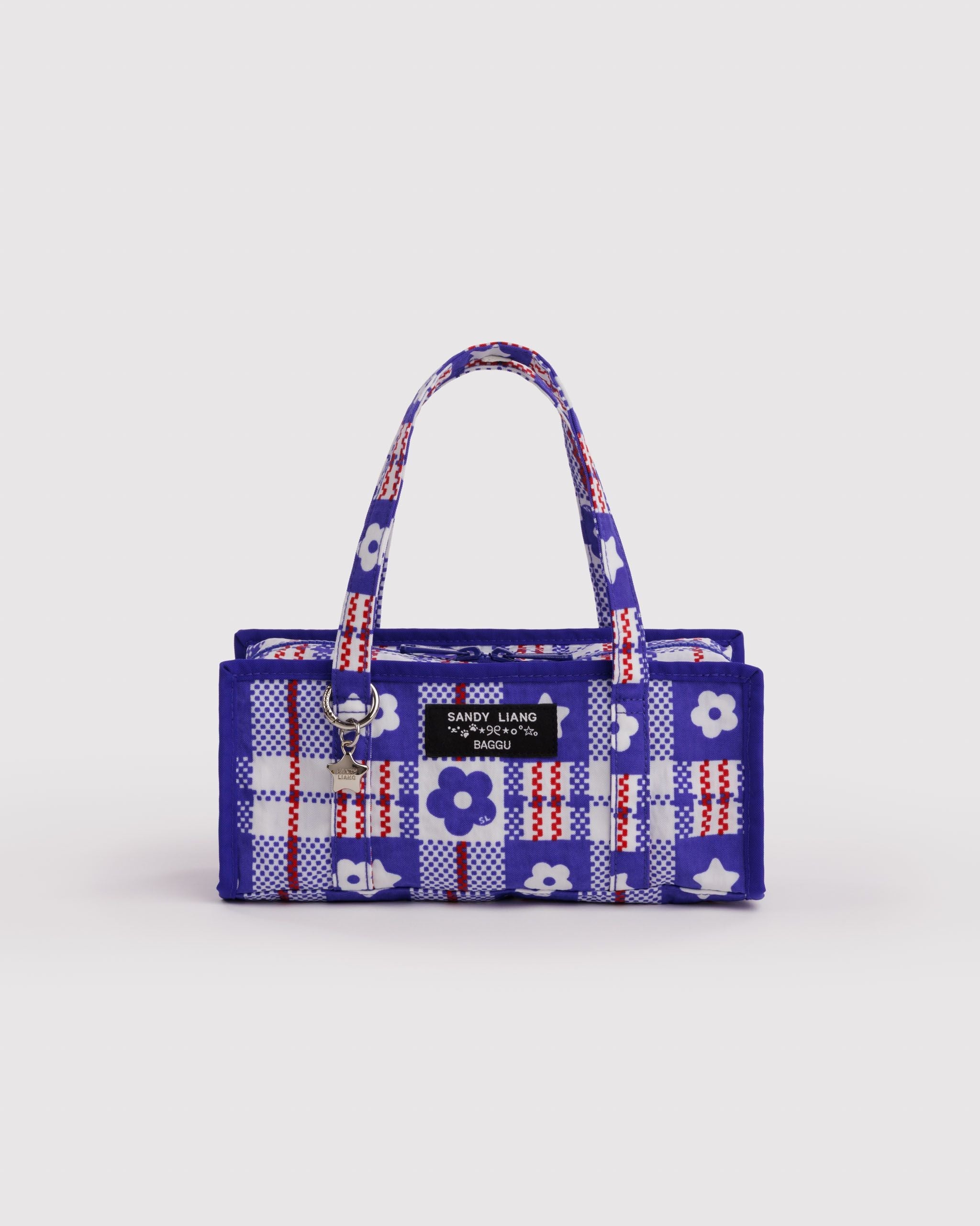 Mini Nylon Market Bag - Market Plaid Blue