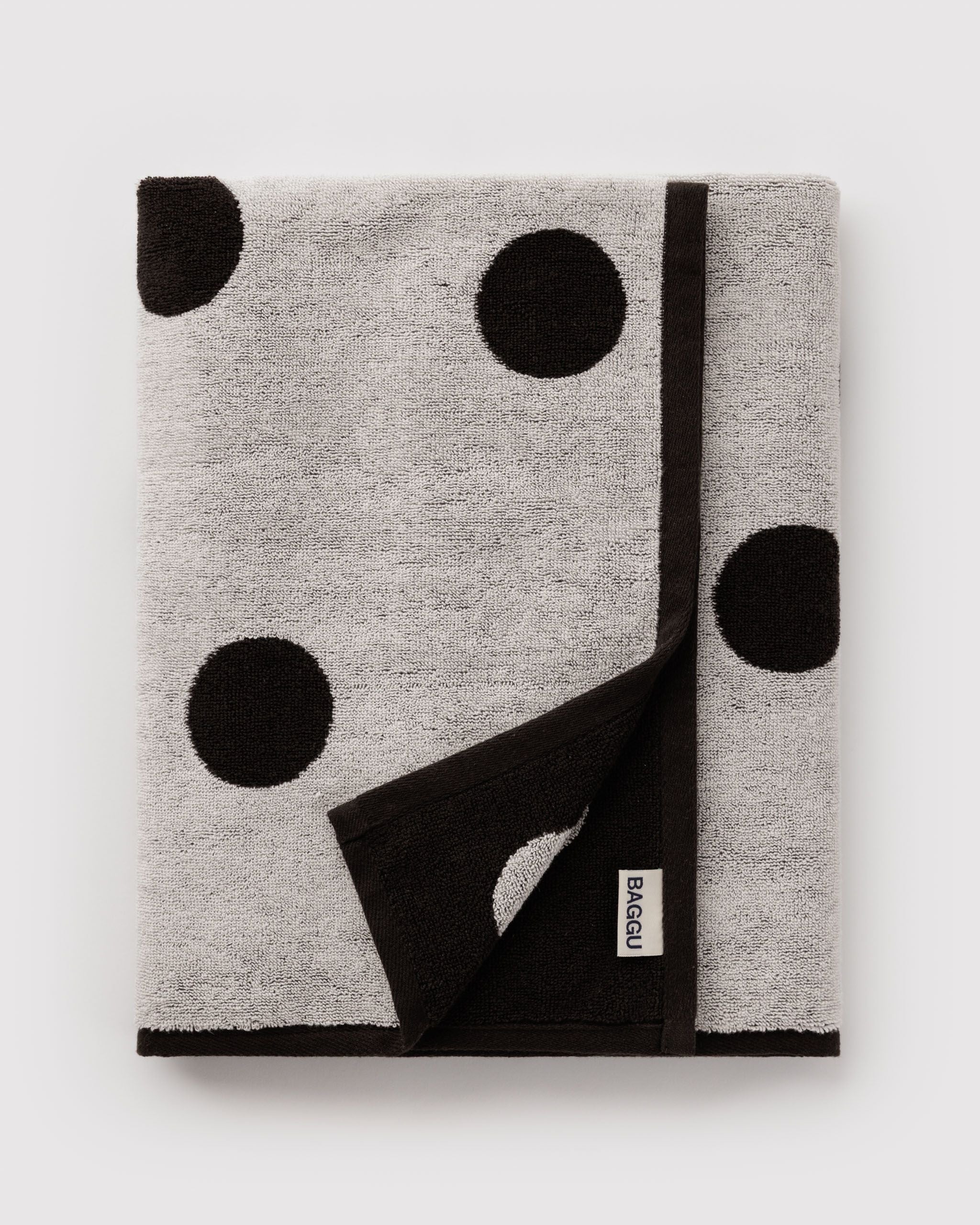 Bath Towel - Cream and Black Polka Dot
