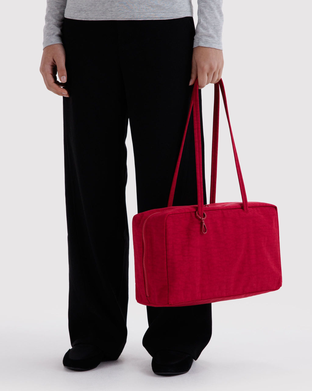 Medium Nylon Bowler Bag - Cherry