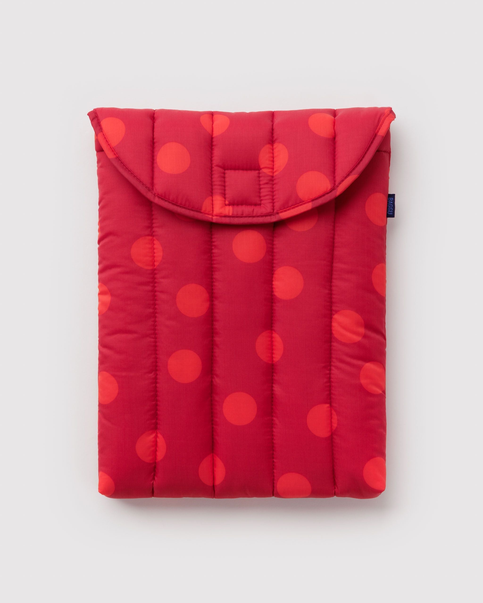 Puffy Laptop Sleeve 13"/14" - Red Polka Dot