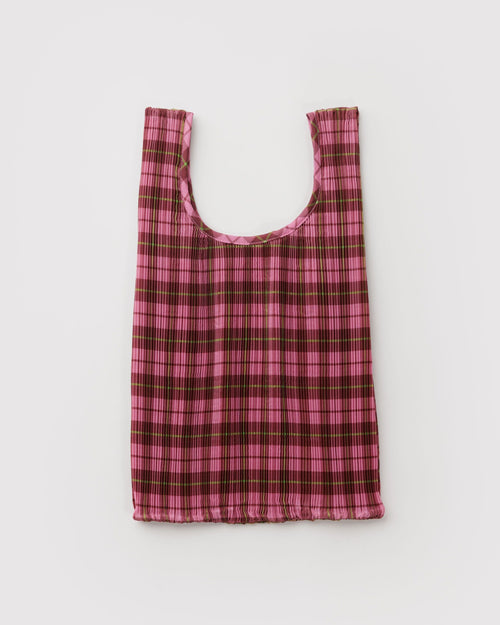 Pleated Baggu - Azalea Pink Tartan